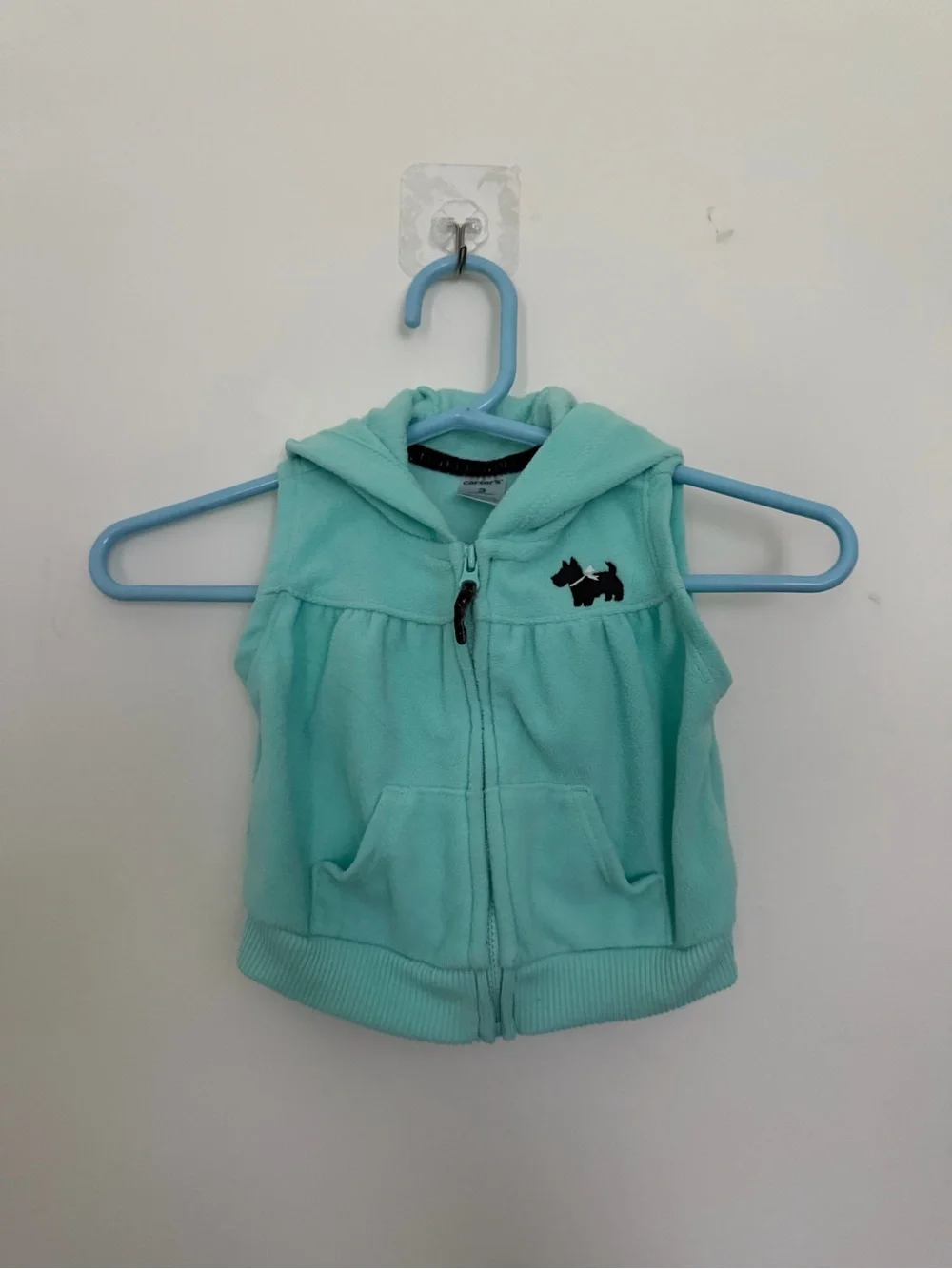 Carters 3 Months Baby Blue Comfy Hooded Bear Sleeveless Zippered Vest